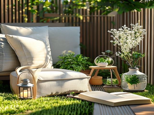 Composizione Comfort per zona relax in giardino: materiali outdoor più solidi, accessori facili da riporre e dettagli di cura regolare tengono stabile la scena
